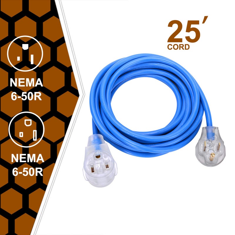 S7 Welder Extension Cord, Heavy Duty 25 Feet 6-50 Nema R Plug Welding Cord with ETL Approved - Image 2